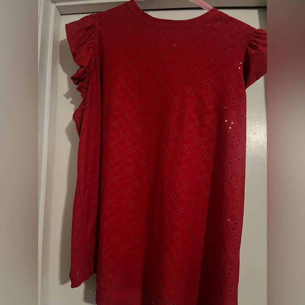 Red Eyelet Top